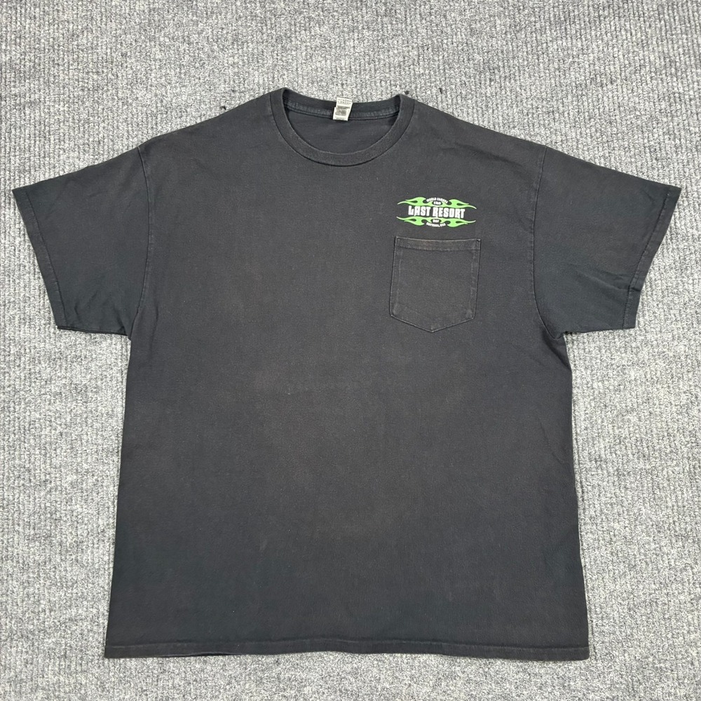 Last Resort Georgia Pocket T-Shirt Mens XL Black Gildan Ultra Cotton Graphic Tee